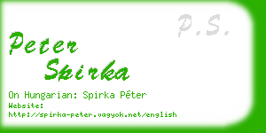 peter spirka business card